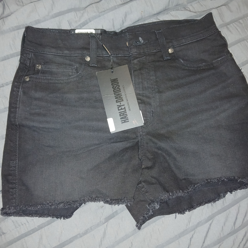 Harley-Davidson Women's Black Denim Shorts